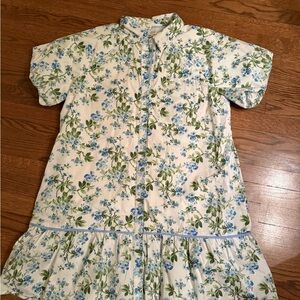 Crown and ivy blue green Floral shirt Dress